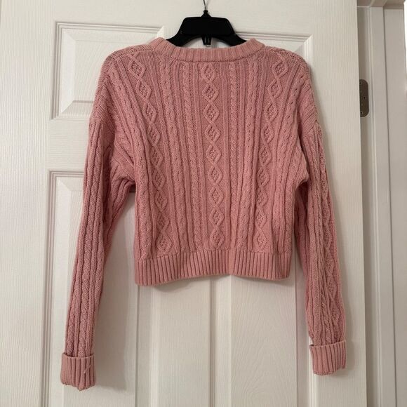 Gap x LoveShackFancy Pink Cable-Knit Cropped Sweater - Picture 5 of 5